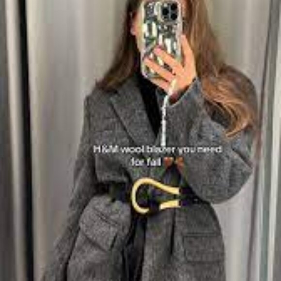 NWT H&M oversized Gray Women's Blazer Jacket Size M - Picture 3 of 11